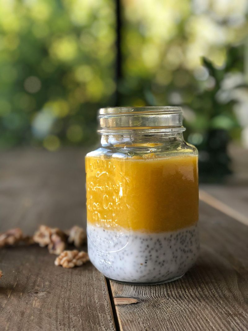 Chia Seeds Mixed With Water Create Thickened Pudding Base