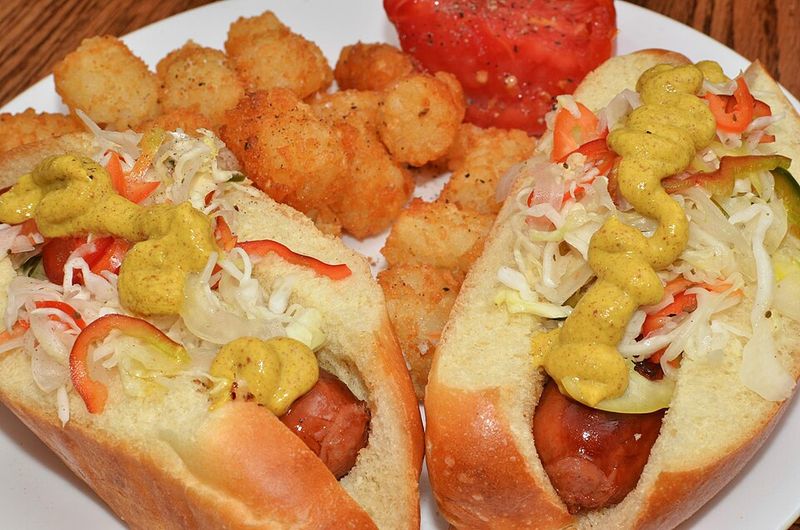 Ballpark Hot Dogs With Tots On The Side