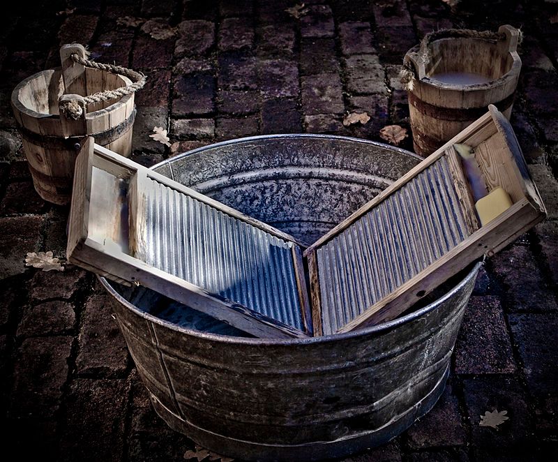 Hand-Wash Laundry With A Washboard