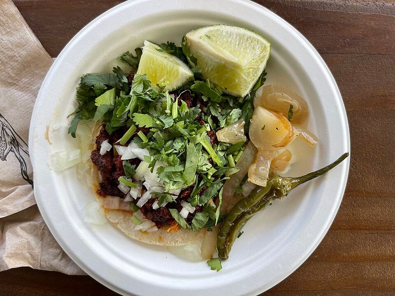 Chorizo Taco With Onion, Cilantro, And A Squeeze Of Citrus