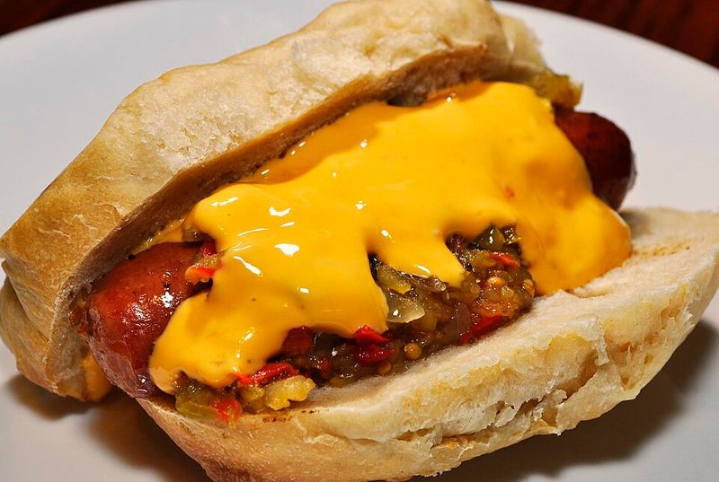 Stadium Mustard on Hot Dogs at the Ballpark