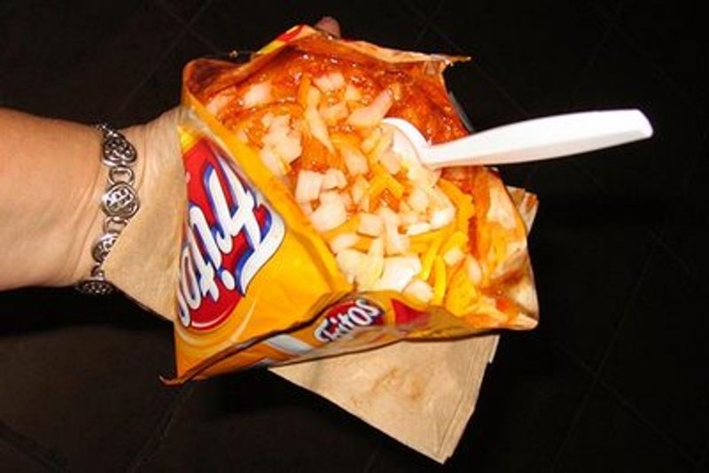Frito Pie Served Right in the Chip Bag