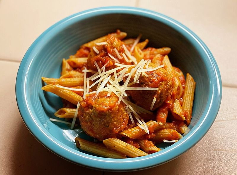 Holiday Turkey Meatballs With Penne And Tomato Sauce