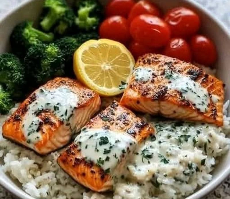 Grilled Salmon Grain Bowl