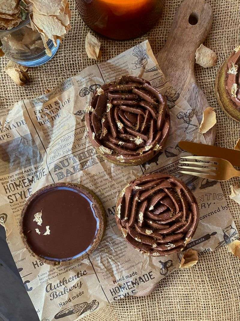 Chocolate Ganache Tart with Gold Leaf