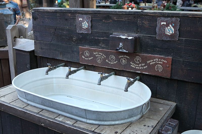 Hand-Washing Stations Guard Every Entrance