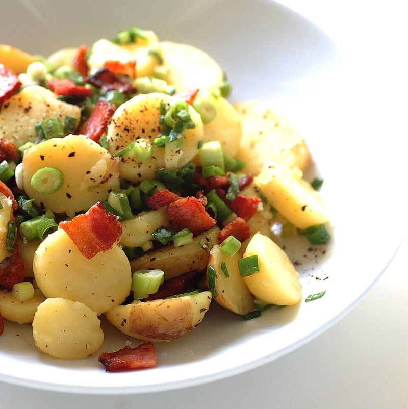 German Potato Salad Served Warm and Tangy