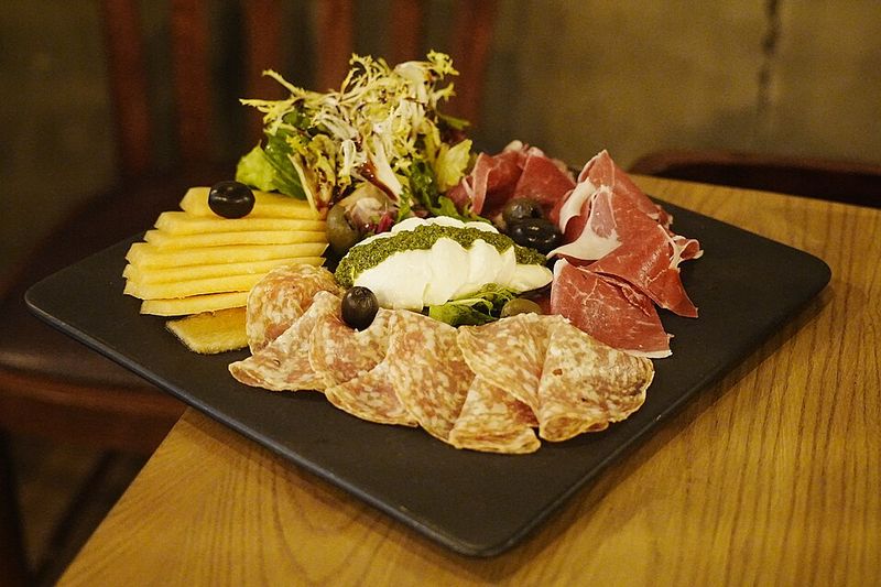 Mixed Platter With Salami, European Ham, And Melon