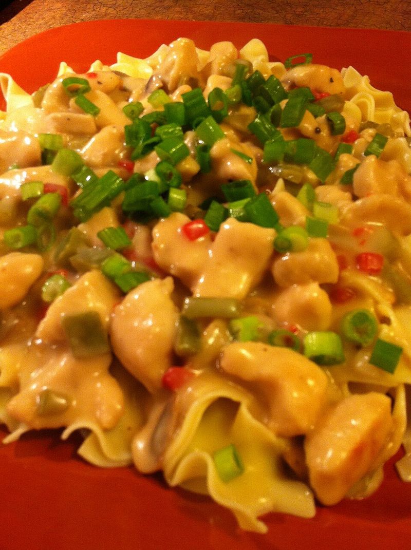 Chicken À La King Over Toast Points Or Rice