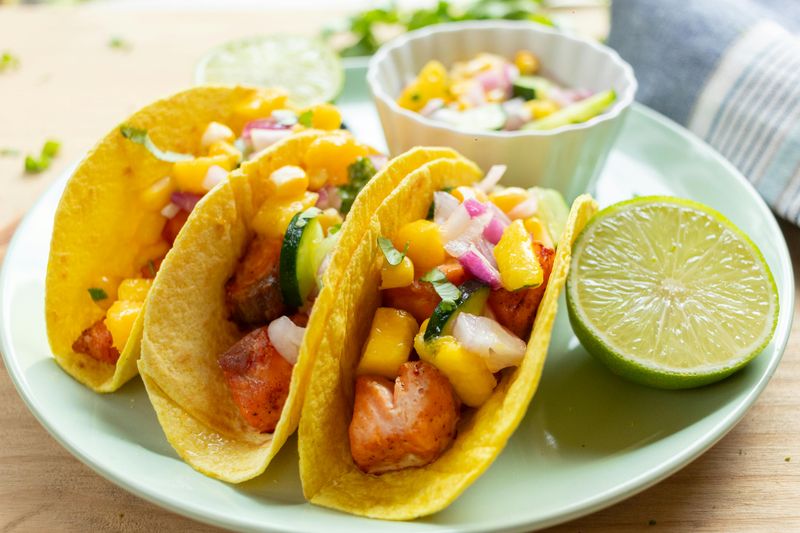 Salmon Tacos With Mango Salsa
