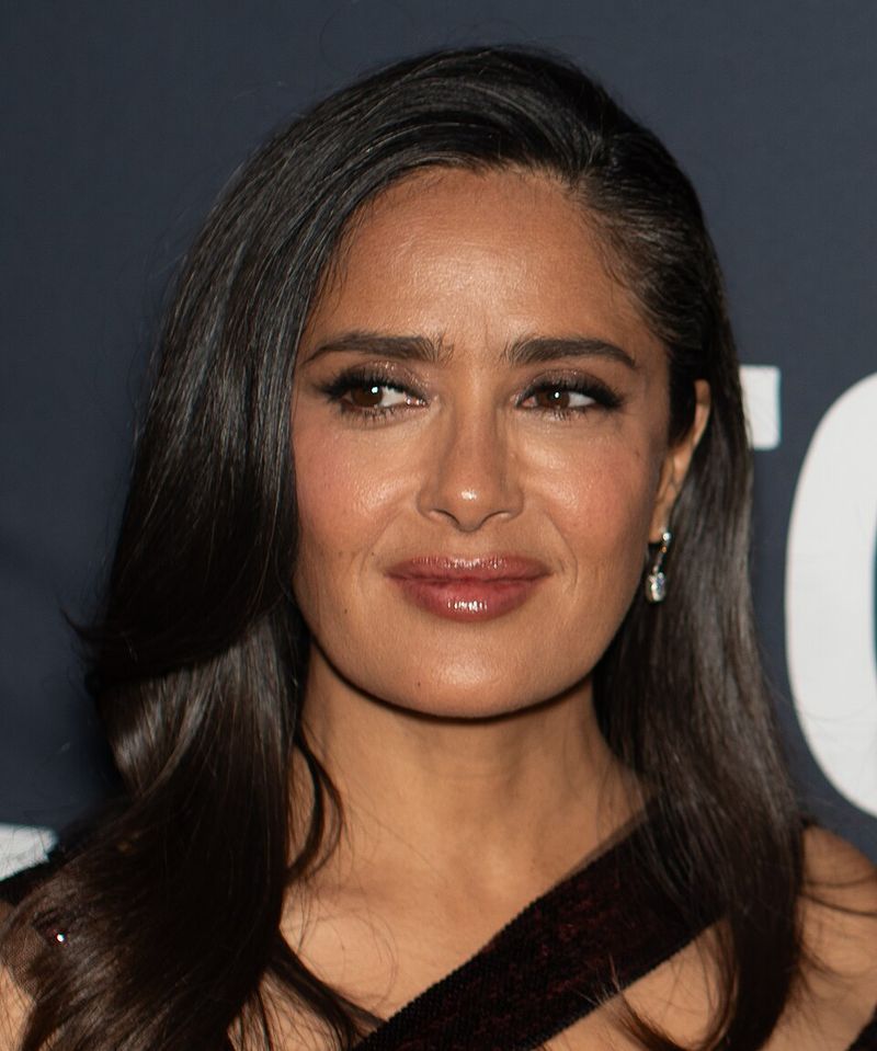 Salma Hayek Surprises With Gray Strands