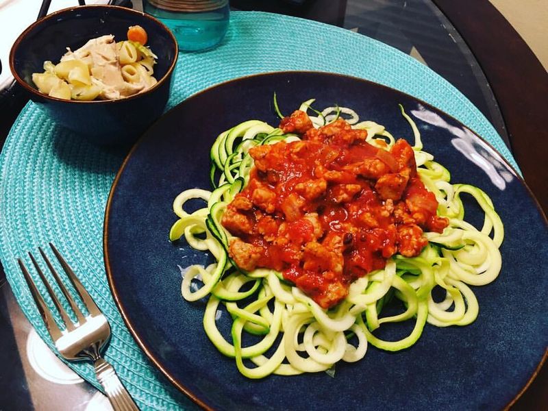Pesto Zoodle Bowls With Cherry Tomatoes