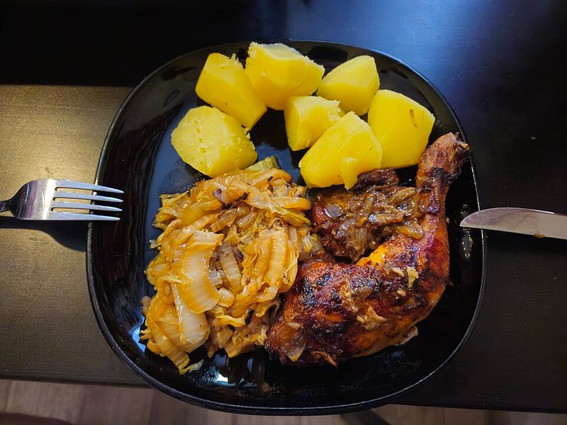 Oven-Baked Chicken Thighs with Creamy Onion Gravy