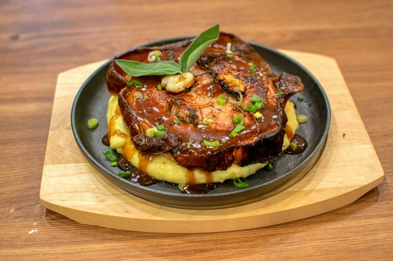 Honey-Mustard Pork Chops with Apple-Sage Skillet Veg