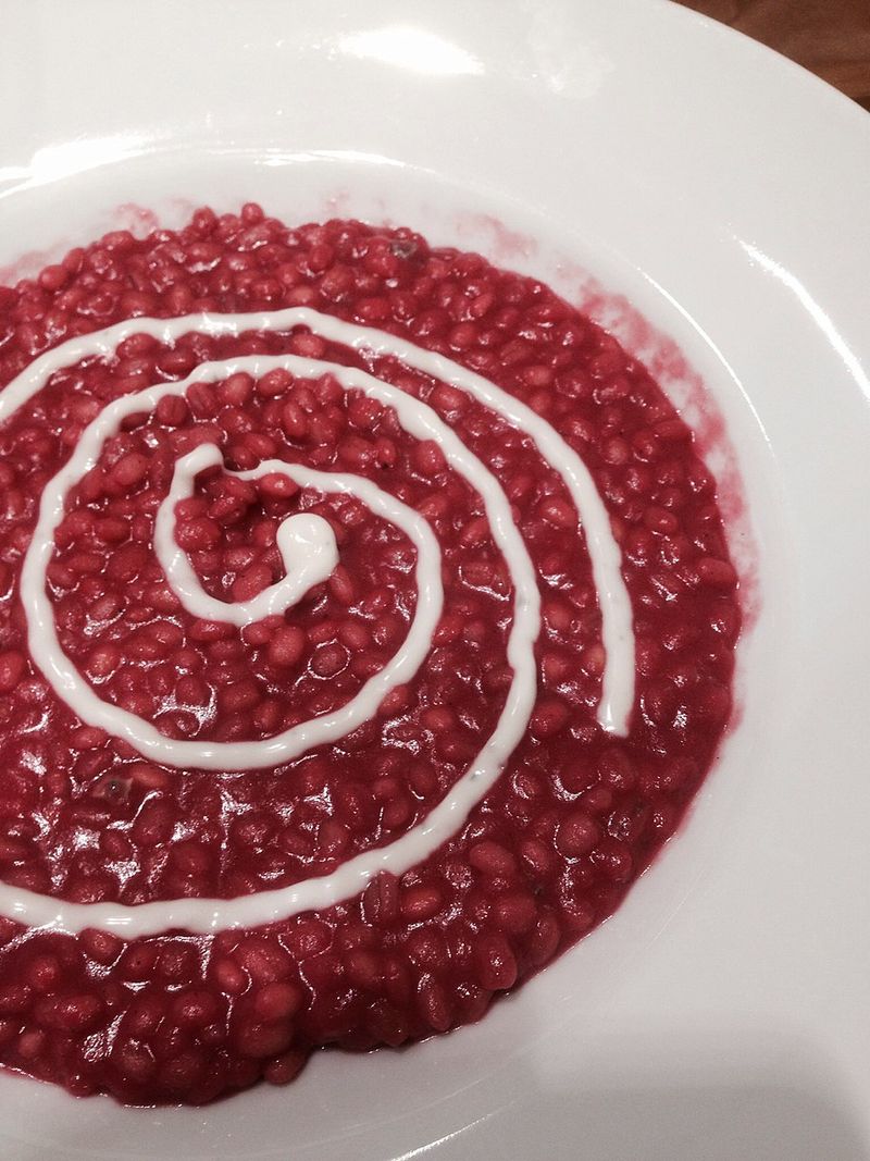 Creamy Beet Risotto with Goat Cheese