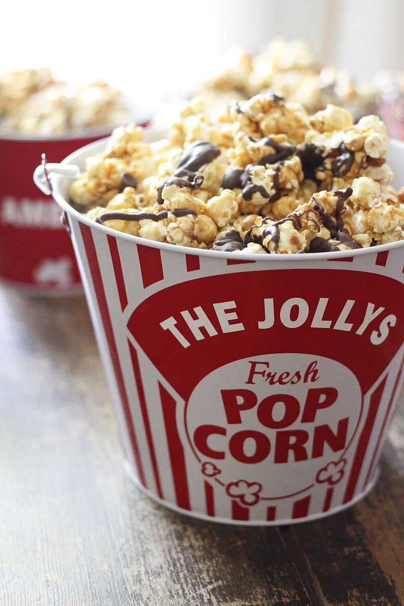 Caramel + Chocolate-Drizzled Popcorn