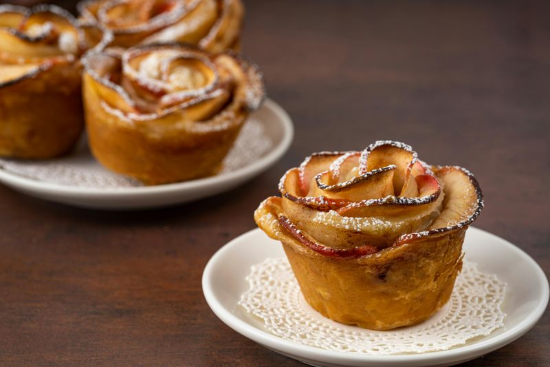 Cinnamon Roll Apple Rose Tartlets