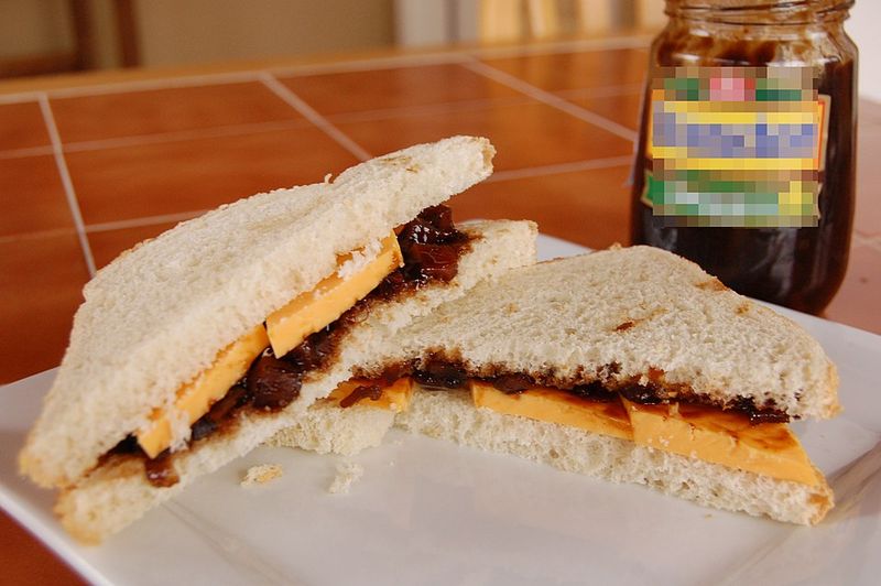Cheese and Branston Pickle Sandwich