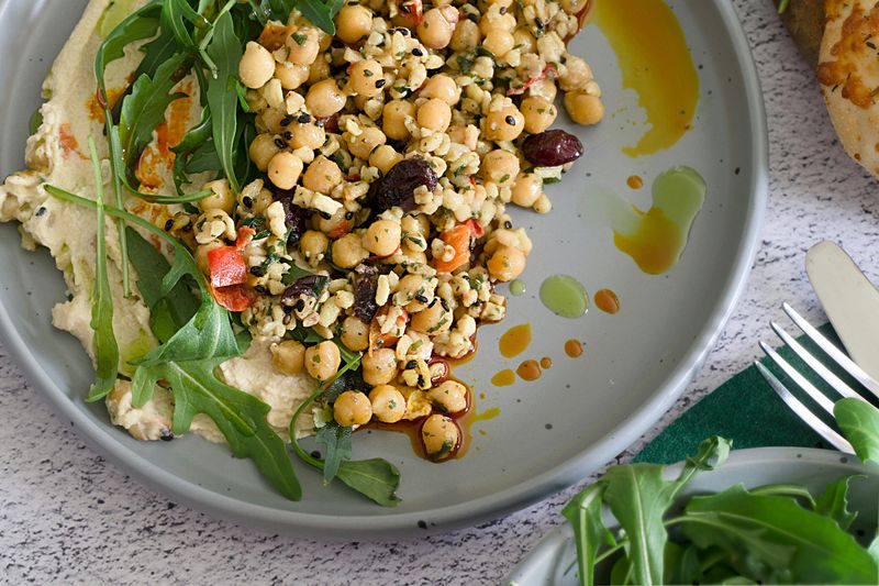 Fregola Salad With Olive Relish And Chickpeas
