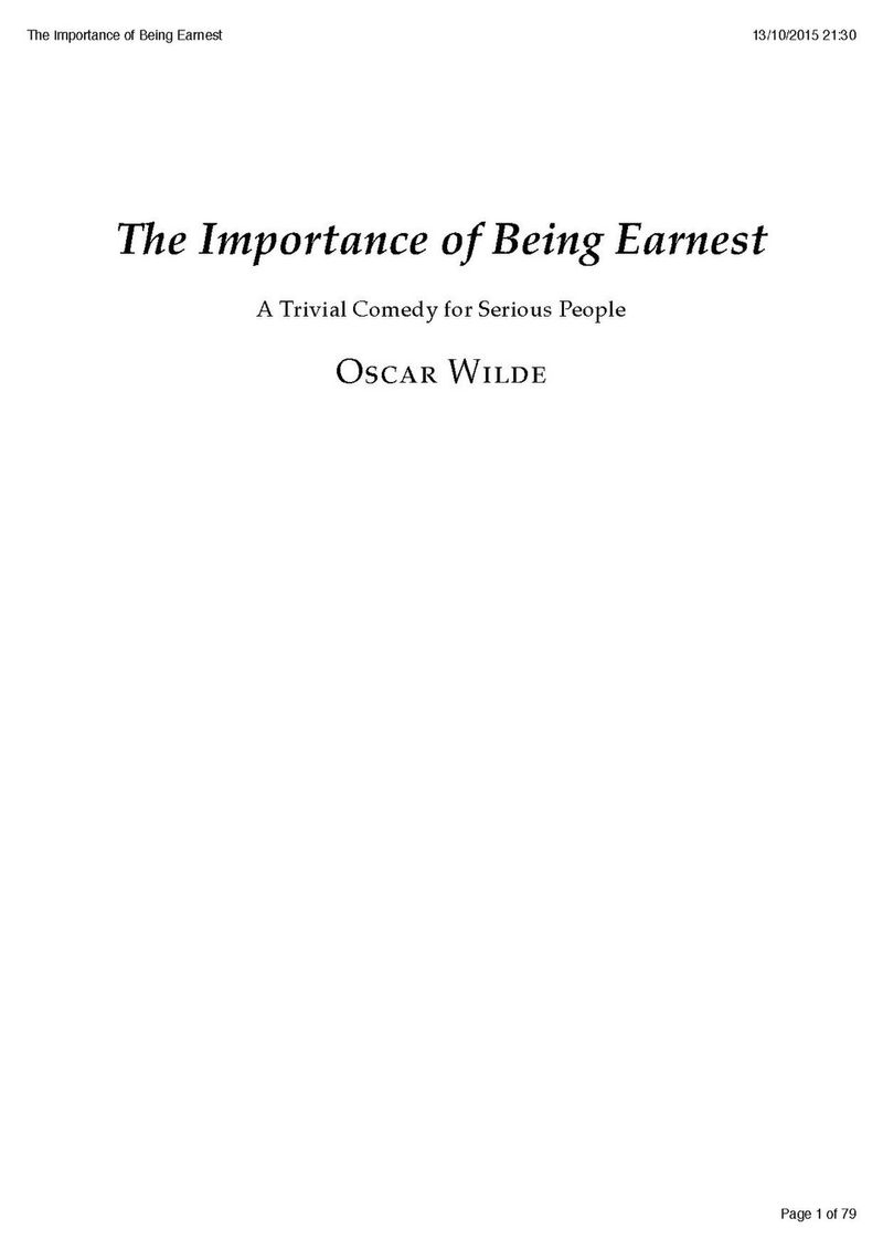 The Importance Of Being Earnest - Oscar Wilde