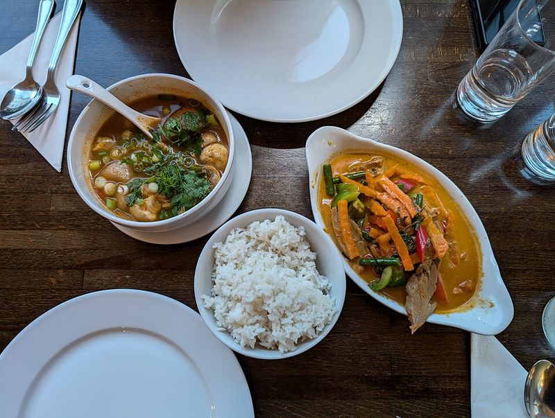 Thai Coconut Curry Soup With Mushrooms And Bok Choy