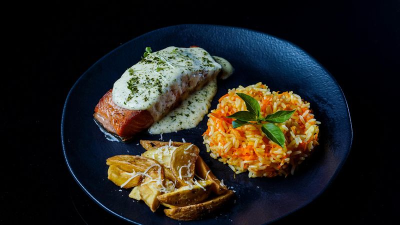 Garlic Butter Salmon with Rice