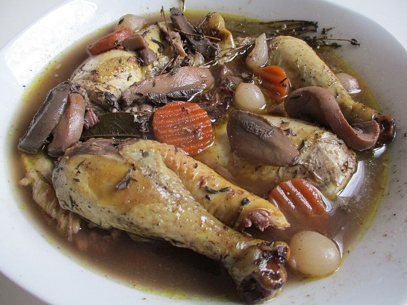 French Braised Chicken With Mushrooms And Onions